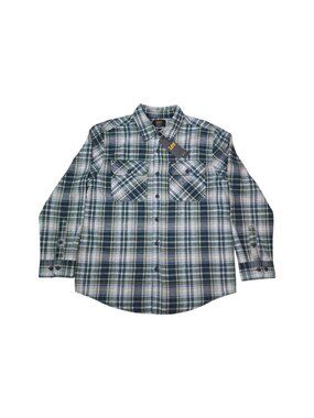 Lee Mens Flannel L Plaid Button-Up Shirt Double Chest Pockets Soft Handfeel